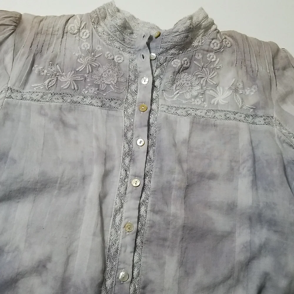 LoveShackFancy Ronda Top in Washed Denim sz xs NWT - Picture 6 of 12